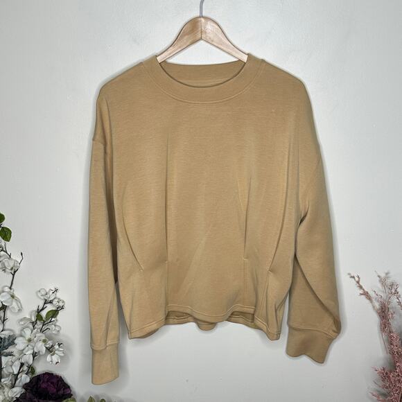 LULULEMON Gathered Waist Crew Pullover Sweatshirt Pecan Tan Sz 12 {MM17} - Picture 4 of 6